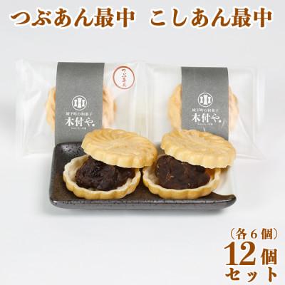 ふるさと納税 杵築市 和菓子 木付やの最中(もなか) [つぶあん・こしあん 各6個] 計12個セット