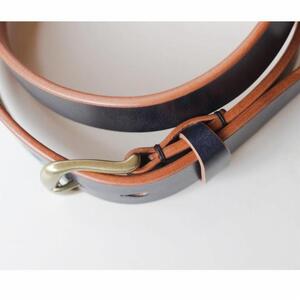 【minca】幅30mmベルト/32インチ  栃木レザーの希少な「ハーネスレザー」使用の贅沢な1枚革のレザーベルト/ブルー/HL-B01/BLUE　604