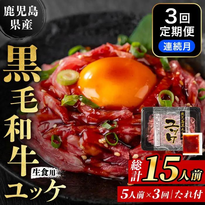 i824 ＜定期便・計3回(連続月)＞ 鹿児島県産黒毛和牛ユッケ＜(40g×5P)×3回＞ 肉 牛肉 黒毛和牛 国産 鹿児島県産 ユッケ 生食 小分け 定期便 連続月 毎月 定期便 カミチク 【株式会社LRプラスK】