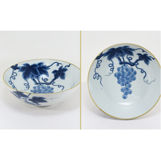 好評の浅麺鉢の新柄が登場！ 染付文様葡萄絵 AritaBOWL 有田焼 幸楽窯 食器 うつわ 器 どんぶり A20-514_イメージ4