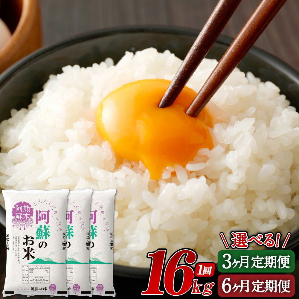 【ふるさと納税】【選べる 定期便】阿蘇のお米 16kg 3ヶ月 / 6ヶ月 米 コメ 白米 ご飯 精米 ブレンド米 国産 九州産 熊本県産 定期便 送料無料