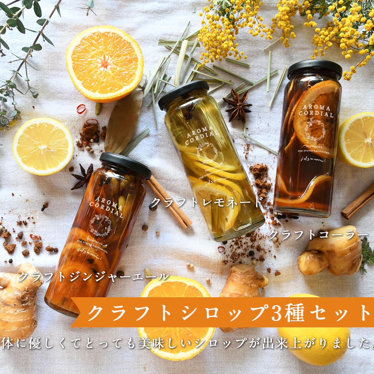 クラフト飲料シロップ(コーラ、ジンジャーエール、レモネード）3本セット いずみピクルス NSW 099H3665
