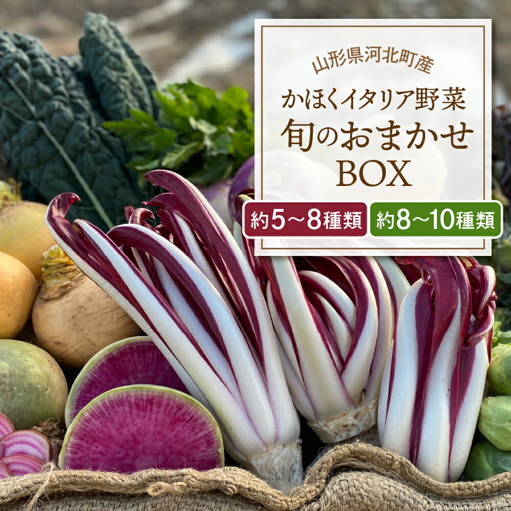 【ふるさと納税】かほくイタリア野菜 旬のおまかせBOX 選べる（約5～8種類 / 約8～10種類 ） 野菜の説明&おしゃれな料理が簡単に作れちゃうレシピ付き♪ 山形県 河北町 野菜 イタリア野菜 イタリアン ベジタブル 詰め合わせ レシピ付き サラダ 健康 送料無料