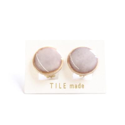 ふるさと納税 瑞浪市 【美濃焼】薄茶むらタイルイヤリング(直径20mm)