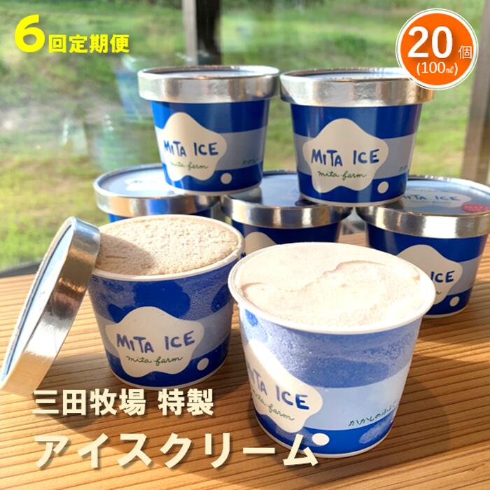 【ふるさと納税】【6ヵ月定期便】アイス 三田牧場 特製 アイスクリーム 20個 セット ミルク チョコレート いちごミルク ラムレーズン 抹茶 お菓子 デザート 新鮮 生乳 練乳 生クリーム