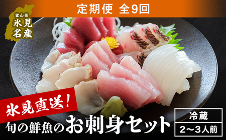 【配送地域限定】 産地直送 氷見漁港 朝どれ鮮魚お刺身セット定期便9ヶ月連続 土日祝日配達希望