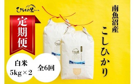 
                  【定期便】（全6ヶ月）もっちり甘い！南魚沼産コシヒカリ 白米5kg×2 ひらくの里ファーム【定期便 銘柄米 ブランド米 精米 こしひかり コシヒカリ 魚沼産 新潟米 産地直送 お米 米 こめ コメ ご飯 御飯 ごはん】
                