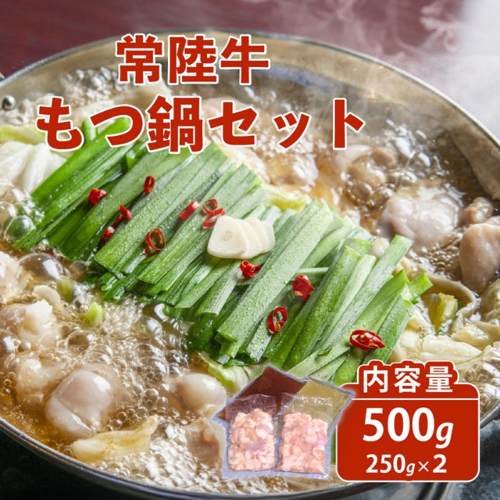 【ふるさと納税】常陸牛 もつ鍋セット 500g 自家製スープ付き 4人前 牛もつ 720