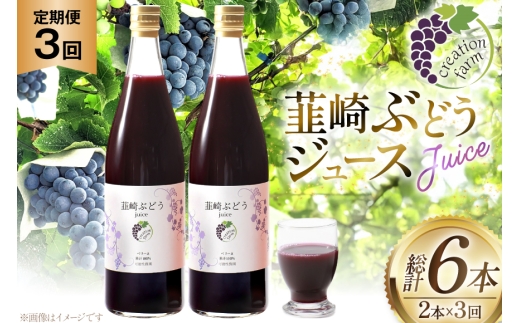 ジュース 3回 定期便 ぶどう 100％ ストレート 国産 韮崎ブドウジュース 720ml 2本 [creation farm 山梨県 韮崎市 20745505] ぶどうジュース 葡萄 ストレートジュース マスカットベーリーA 農園 送料無料
