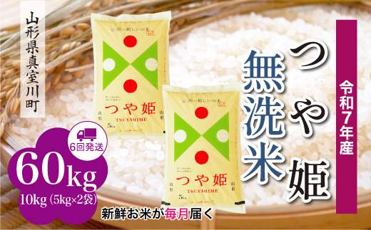 ＜令和7年産米＞ 特別栽培米 つや姫 【無洗米】 定期便 60kg （10kg×1ヶ月間隔で6回お届け）＜配送時期指定可＞　山形県真室川町