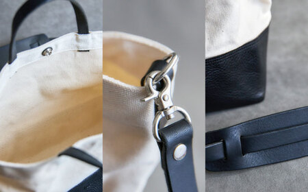 レザー×キャンバス トートバッグ ブラック M / 2WAY レザー トート トートバッグ ショルダー ショルダーバッグ 鞄 かばん マザーズバッグ 通勤 通学 BAG bag バック バッグ 革 ギ