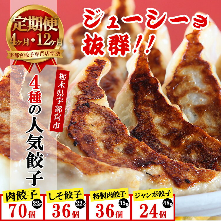 【ふるさと納税】【定期便】【選べる配送回数】餃子専門店 宇都宮 悟空 4種の人気餃子定期便 ※離島への配送不可