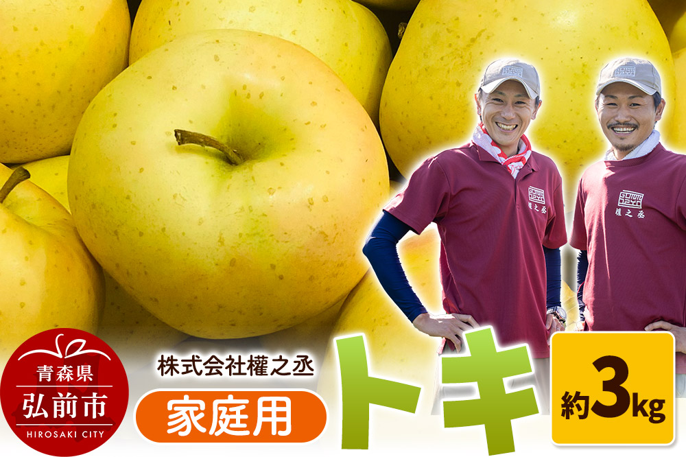 【25年9月〜発送】りんご 權之丞farm トキ 家庭用 約3kg（6〜10玉程度）