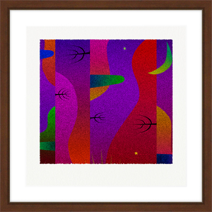 【絵画】 ピエゾグラフ 「夜と丘」 額装サイズ 266mmx266mm 【 アート インテリア 現代版画 】