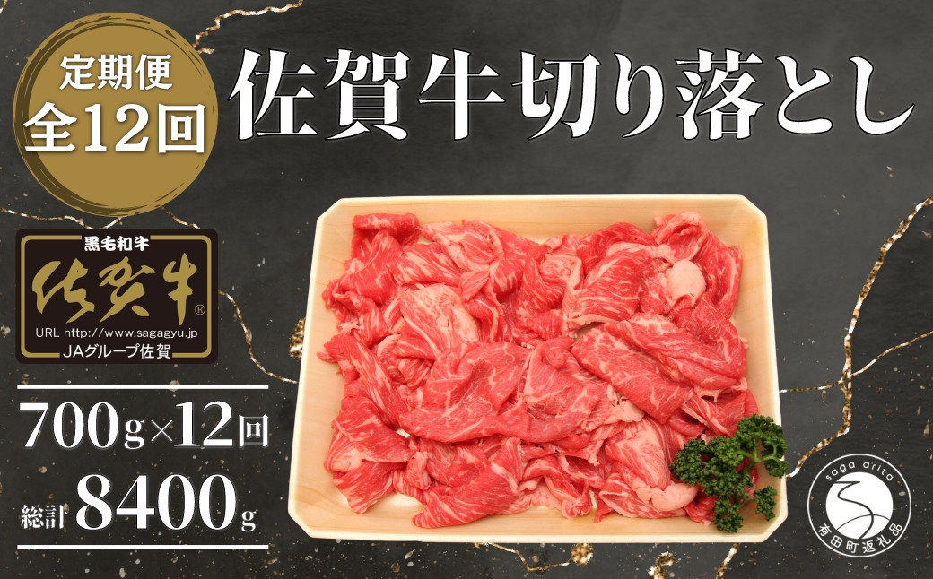 
【12回定期便 総計8400g】【佐賀牛】切り落とし肉700g N300-5
