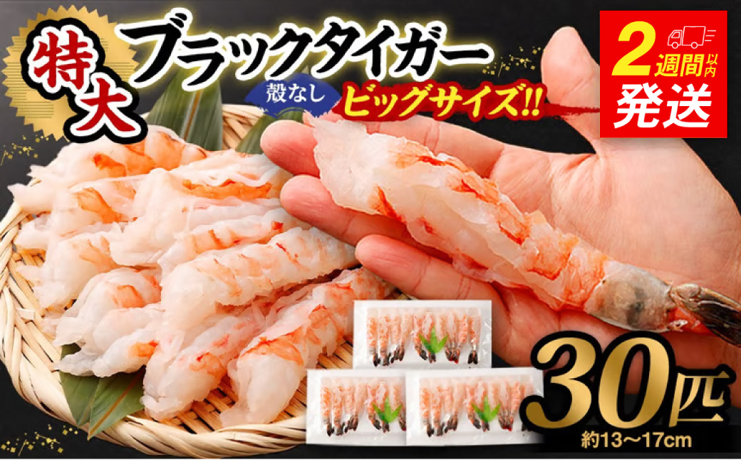 特大 ブラックタイガー 殻なし ビッグサイズ （30匹）