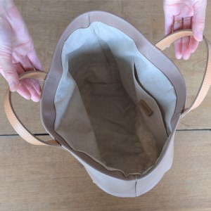 BB002-1　竹と牛革のカゴバッグ　オフホワイト