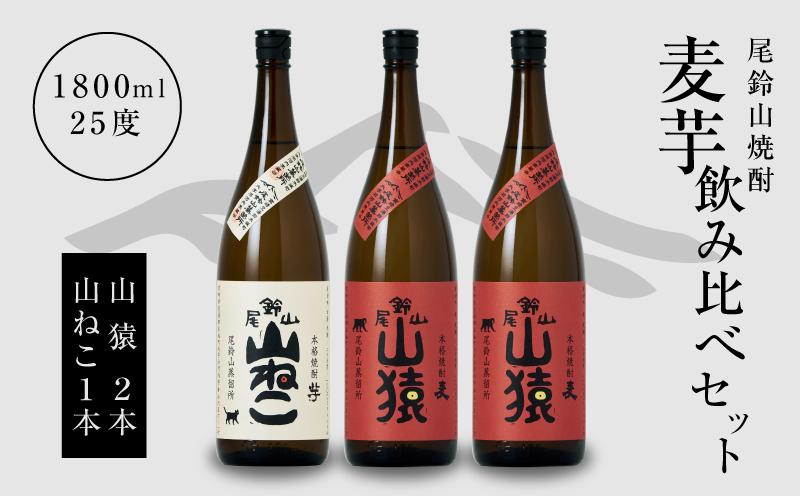 焼酎尾鈴山（山ねこ1本・山猿2本）各1800ml  K09_0030_1