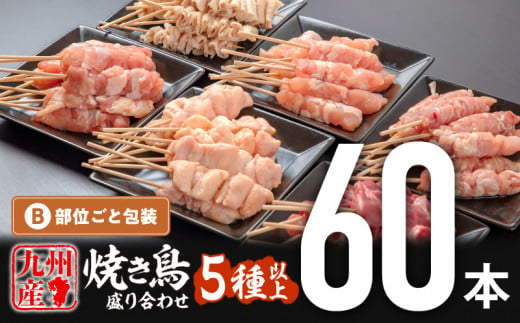 【6月発送予定】九州産若鶏の焼き鳥セット5種以上（60本）盛り合わせ_M146-001_jun