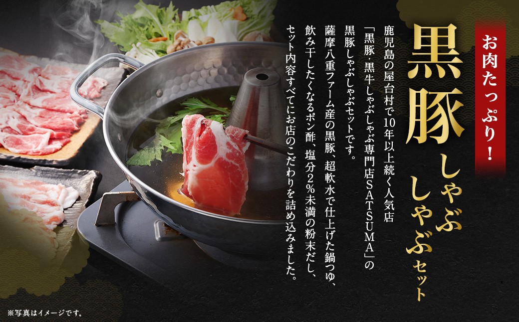 【定期便（6回・隔月・黒豚肩ロース）】黒豚・黒牛しゃぶしゃぶ専門店SATSUMAの黒豚しゃぶしゃぶセット（4〜6人前） 黒豚 しゃぶしゃぶ 豚肉 鹿児島 しゃぶしゃぶ肉 肩ロース JSR-420-5