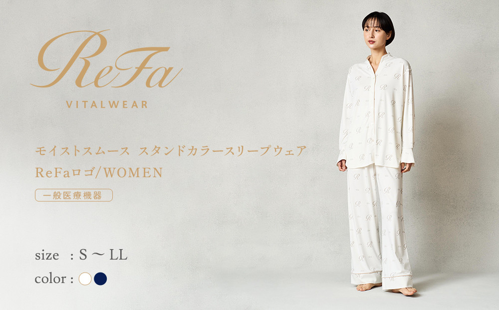 【オフホワイト LLサイズ】リファ バイタルテック モイストスムース スタンドカラースリープウェア ReFaロゴ/WOMEN