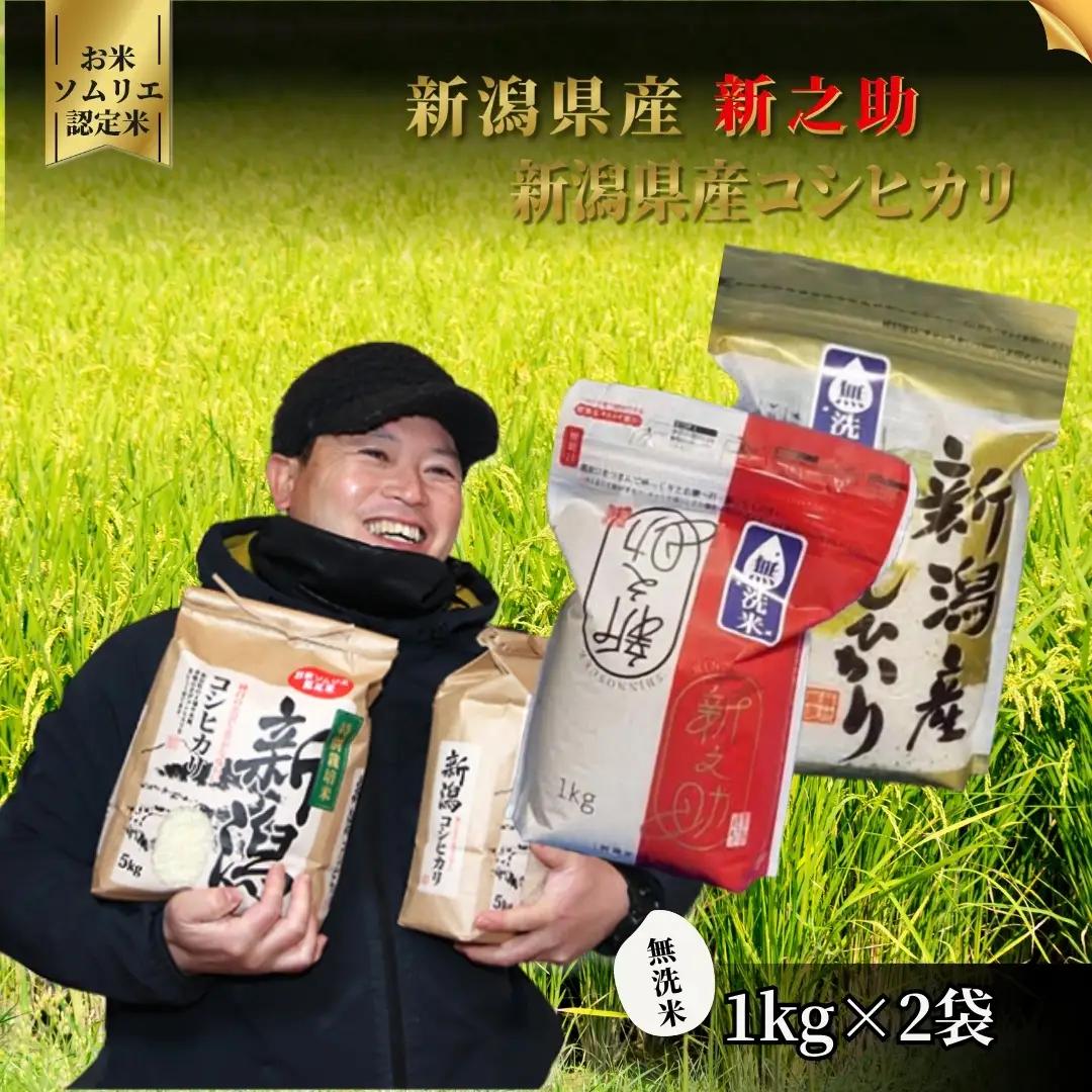 【先行予約】令和8年産 新米 無洗米 食べ比べ 2kg(コシヒカリ1kg・新之助1kg) | 米 五泉市 新潟県産 無洗