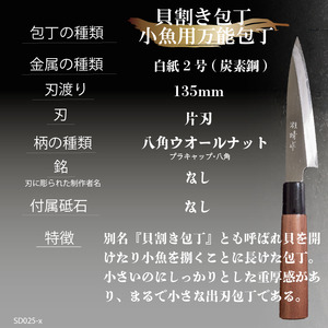 【貝割き包丁13.5cm】土佐打ち 鍛造包丁