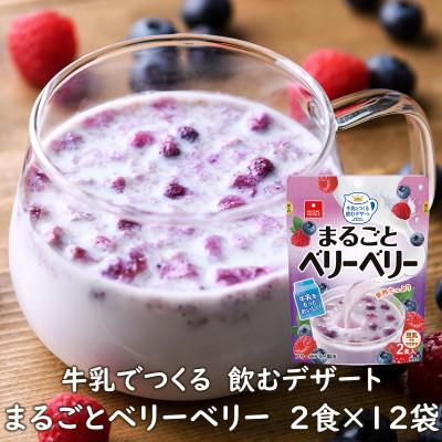 ふるさと納税 長野県 フリーズドライ・牛乳でつくる飲むデザートまるごとベリーベリー2食×12袋(ミックスベリーミルクの素)