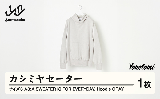≪先行予約≫ A3: A SWEATER IS FOR EVERYDAY. Hoodie GRAY グレー カシミヤセーター 服 洋服 ユニセックス メンズ レディース ブランド 数量限定 山形県 山辺町 サイズ3 yt-sehdh3