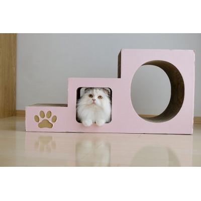 ふるさと納税 常滑市 猫の爪とぎ　ステップトンネル　【ピンク】
