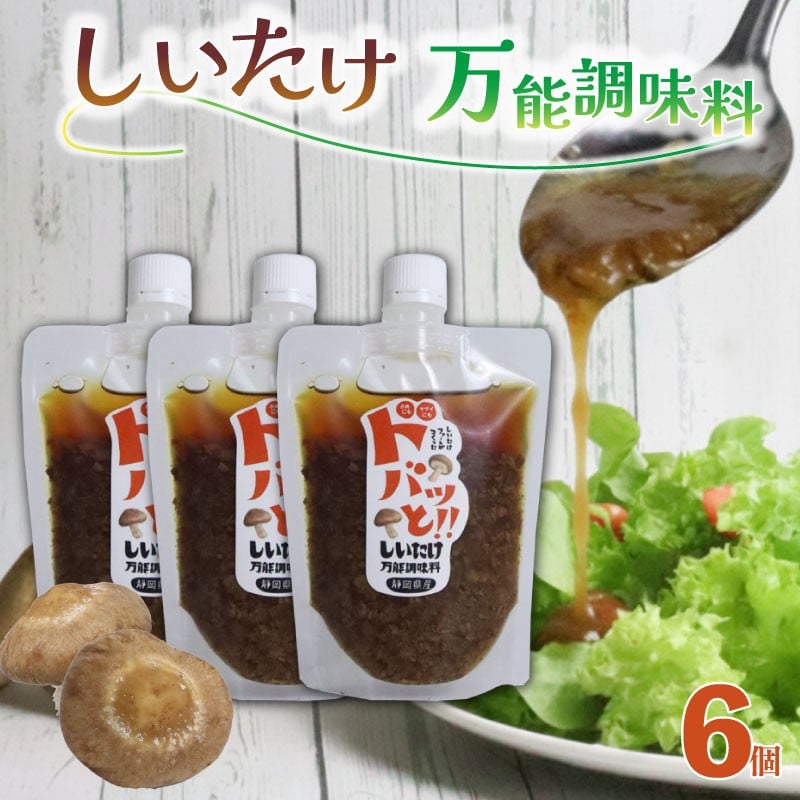 
            ドレッシング 6個 ドバッと！！しいたけ万能調味料 椎茸 しいたけ 調味料 乾燥椎茸 パスタ ドレッシング サラダ ドレッシング ギフト プレゼント 障がい者 支援 就労支援 農福連携 福祉 静岡県 三島市
          