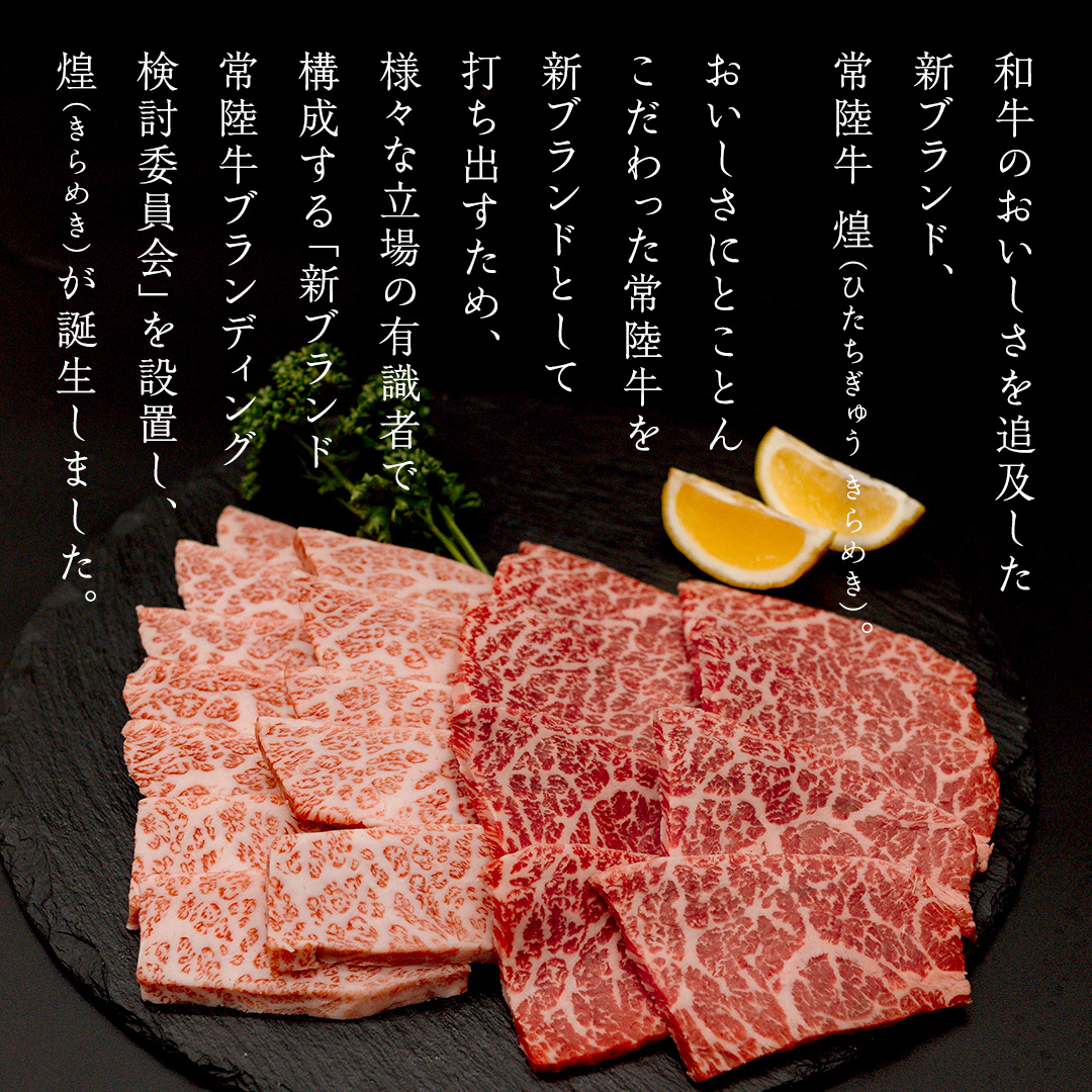 【定期便】＜全3回＞ 【 常陸牛 煌 】 焼肉 希少部位 堪能セット 約2人前 (茨城県共通返礼品)  牛肉 ブランド牛 きらめき 和牛 A5 黒毛和牛 国産黒毛和牛 国産牛 希少 贈答 ギフト [B