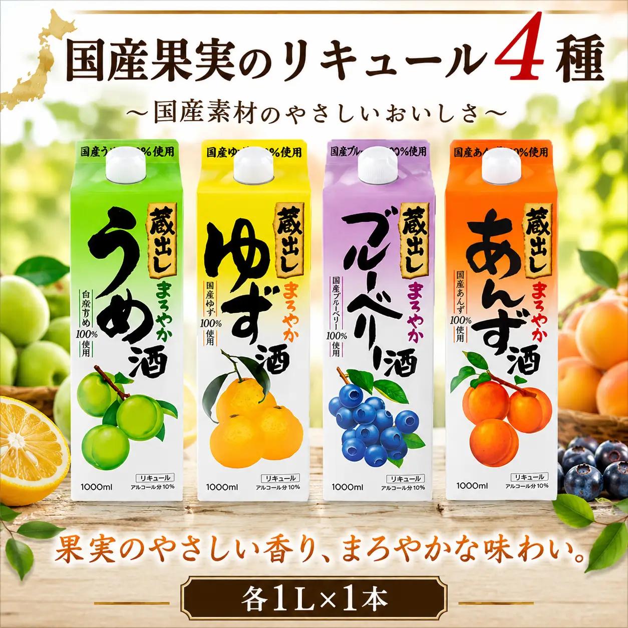 リキュール 4種 セット 梅 ゆず ブルーベリー あんず