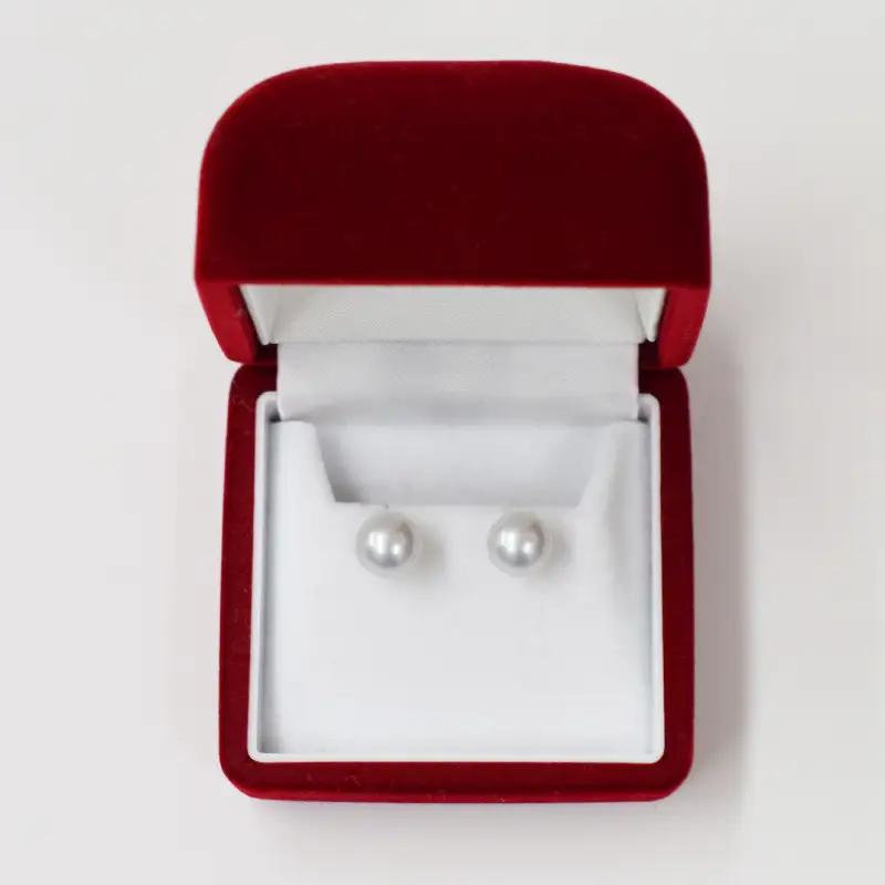 S085-360_8mm - 8.5mm あこや真珠 スタッドピアス ナチュラル【B：ピアス K14WG（ホワイトゴールド）】