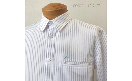 【遠州織物】武襯衣 先染ストライプドビー織シャツ　メンズ 半袖 ピンク ファッション 服 男性  ピンクL