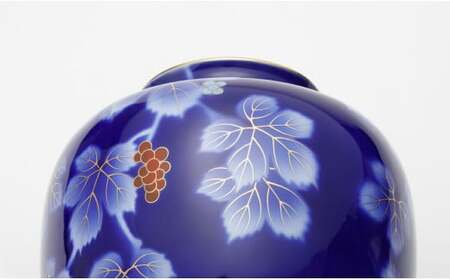 有田焼 呉須ブドー 8号 花生【深川製磁】花瓶 花器 壺 インテリア 伝統工芸 縁起柄 aa044