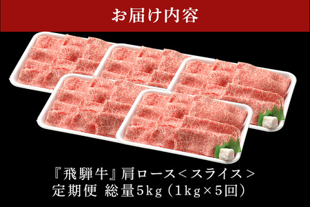 【冷蔵配送】【1kg×5回定期便】A5飛騨牛カタローススライス　牛肉・しゃぶしゃぶ飛騨牛・すき焼き飛騨牛 イチオシ飛騨牛 絶品飛騨牛 美味しい飛騨牛 霜降り飛騨牛 オススメ飛騨牛