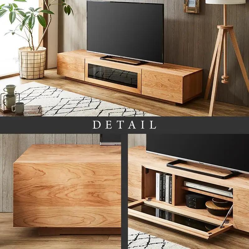 【大川家具】無垢材 テレビボード ローボード テレビ台 TV台 凛 幅1800 ブラックチェリー ナチュラル インテリア 収納 国産 日本製 完成品 組み立て不要 高級感 北欧【設置付き】