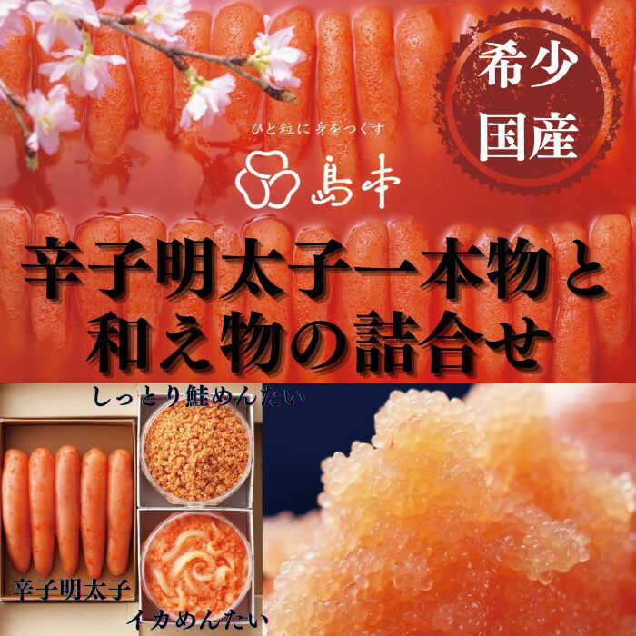 【ふるさと納税】【博多辛子明太子の島本】希少国産卵・無着色辛子明太子一本物240gとイカめんたい160gとしっとり鮭めんたい160gの詰合せ《築上町》【株式会社島本食品】[ABCR063] 2万4千円 26000 26000円