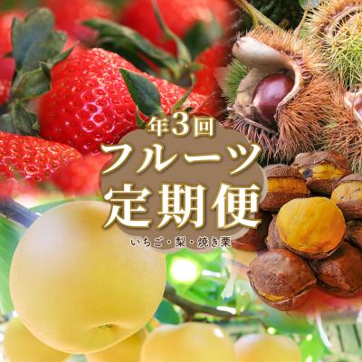 ふるさと納税 佐川町 (全3回)フルーツ定期便　焼き栗　梨　苺