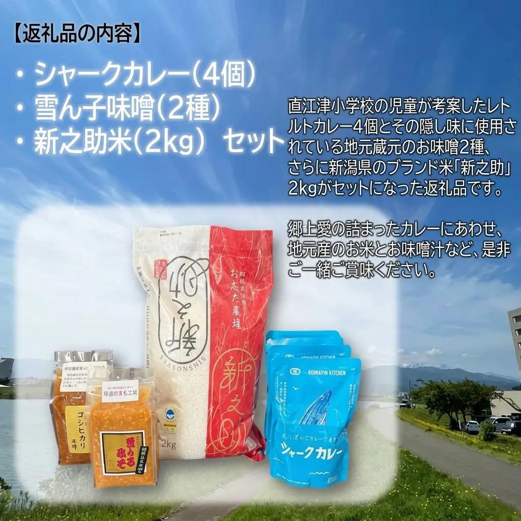 直江津小学校 シャーク カレー 4個 新之助2kg 味噌 カレー