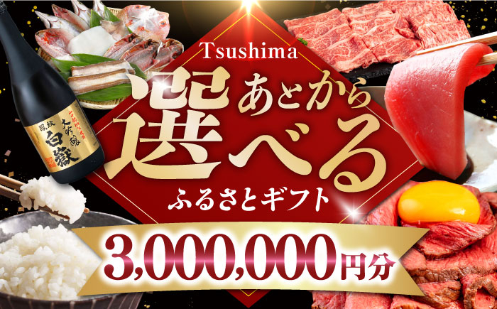 
            【あとから選べる】対馬市ふるさとギフト 300万円 分 《対馬市》 離島 米 肉 魚介 海鮮 木工品 常温 冷蔵 冷凍 [WZZ023]
          