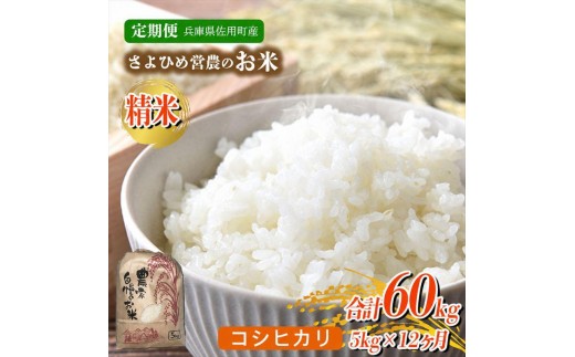 
                  【12ヵ月定期便】兵庫県佐用町産 お米 5kg×12ヵ月 (計60kg)  精米 コシヒカリ
                
