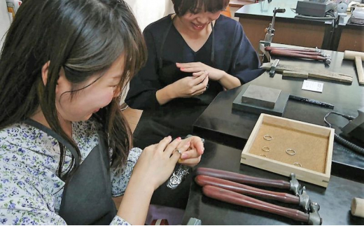 テクスチャーリング 制作 体験 コース 1名 K14GF SILVER 指輪 アクセサリー ジュエリー リング  ペア シンプル 一点もの ペアリング かわいい おしゃれ プレゼント りんぐ ring