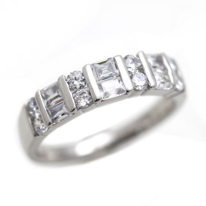 130-9-3 指輪 K18WG ホワイトゴールド リング 計0.65ctUP ダイヤモンド バケットカット ラウンドカット【f124-k18wg】 ALPAZ087