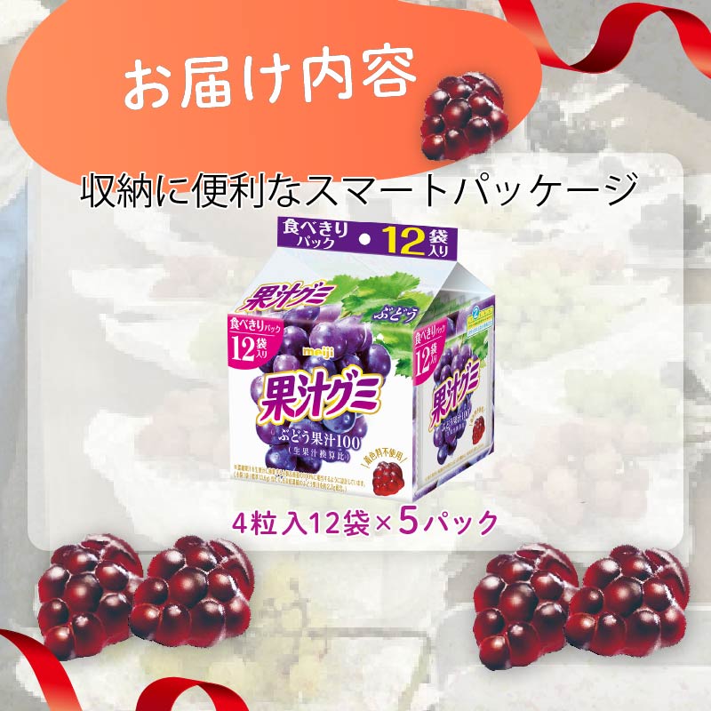 明治 果汁グミ スマートパック ぶどう 163ｇ × 5個 ブドウ 葡萄 グミ お菓子 おやつ フルーツ 果物 果汁 詰め合わせ 詰合せ セット  まとめ買い 静岡県 藤枝市