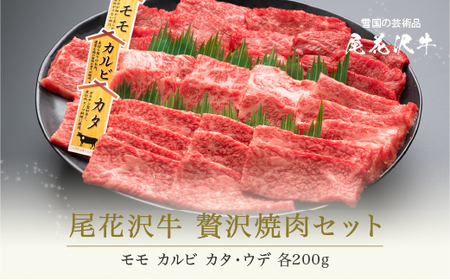 焼肉 尾花沢牛 A4-5  贅沢焼肉セット モモ カルビ カタ・ウデ  各200g 計600g 焼肉セット (牛肉 焼肉 黒毛和牛 国産 焼肉 山形牛 食べ比べ焼肉 尾花沢牛焼肉 nj-ogzys600