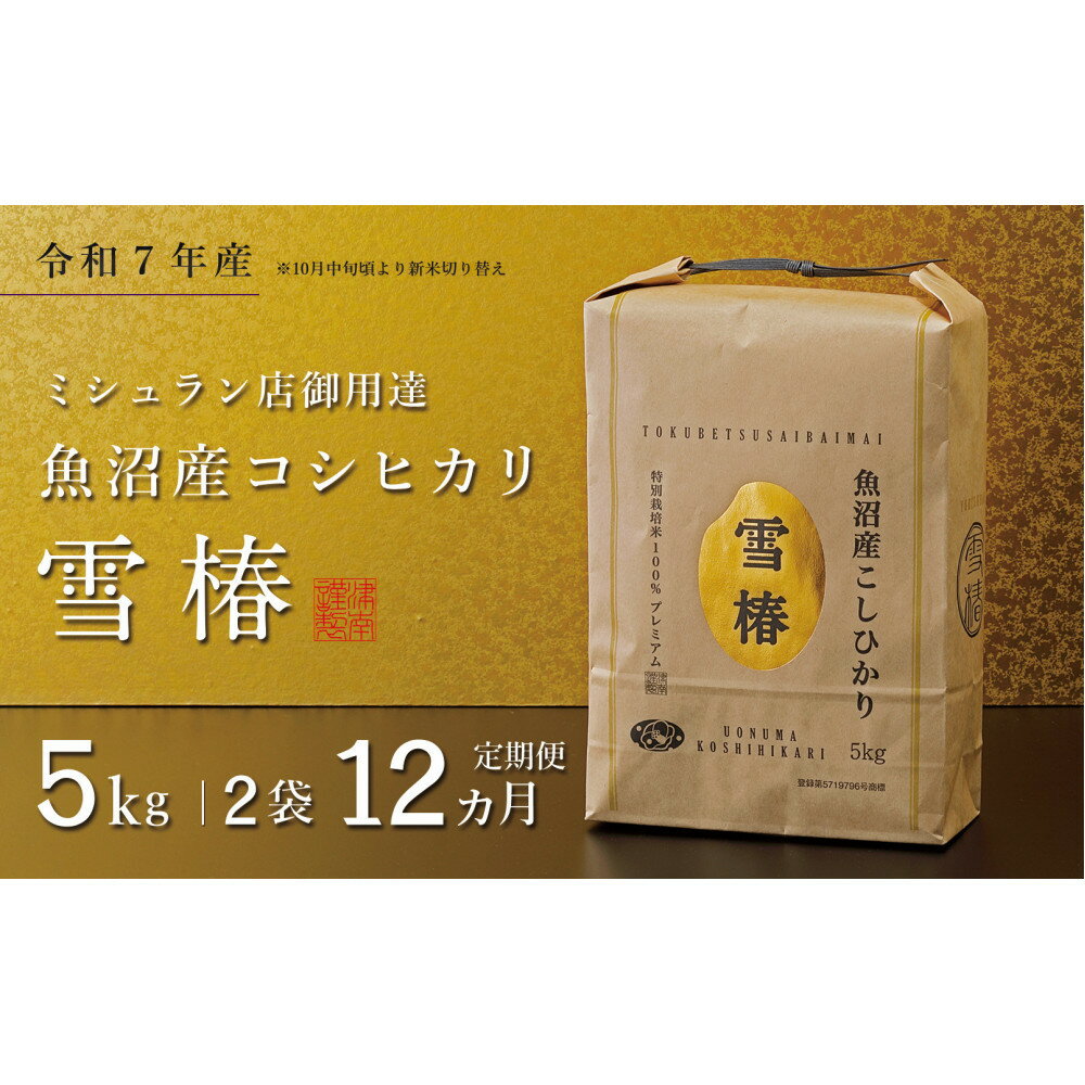 【ふるさと納税】【定期便 12ヶ月】【令和7年産】魚沼産コシヒカリ 雪椿 10kg(5kg×2袋) × 12回 特別栽培米