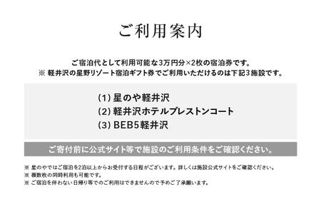 宿泊券 ホテル 軽井沢 星野リゾート 60,000円分 ギフト券 チケット 券 観光 旅行 宿泊
