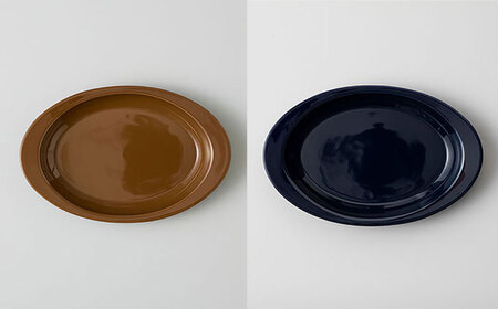 【波佐見焼 マルヒロ】HASAMI SEASON 01 オーバルプレートセット（4点）ブラウン×ネイビー [EB150] 波佐見焼